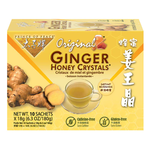Ginger Honey Crystals - Ginger Tea Bags by Prince of Peace (Honey, Lemon, Matcha Flavors)
