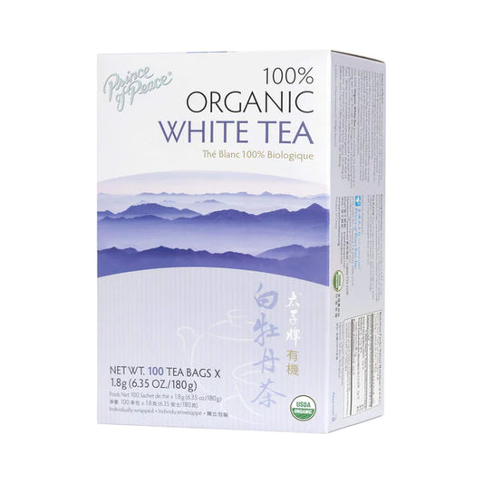 Premium Organic White Tea, 100 Bags - Prince of Peace