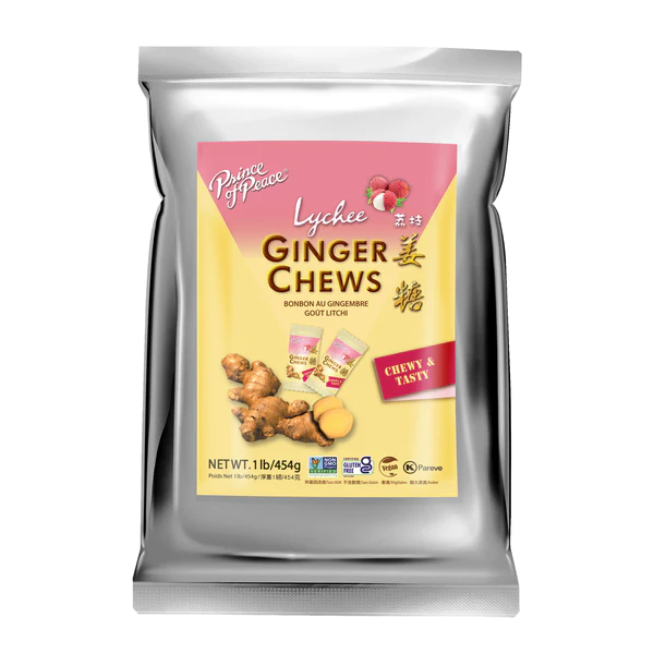 GinGinGood Ginger Chews 4 Flavors – 1 LB | Original, Lemon, Lychee, and Mango Ginger for Digestive Health & Natural Energy
