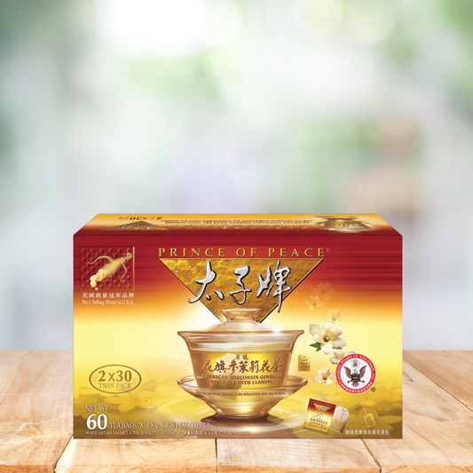 Prince of Peace American Ginseng Root Tea with Jasmine, 60 Tea Bags, Twin Pack