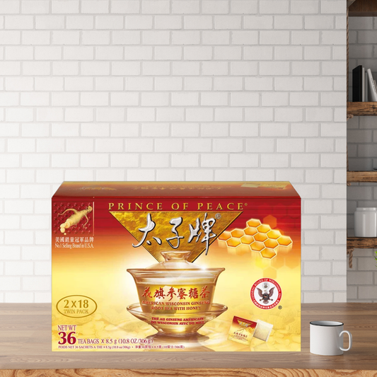 Prince of Peace American Ginseng Root Tea with Honey, Twin Pack, 36 Tea Bags (2 × 18)