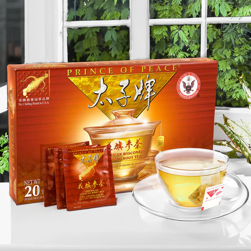 GINGINGOOD Wisconsin American Ginseng Root Tea, 100% Pure Ginseng, Natural & Wellness Herbal Tea, 20 & 30 Tea Bags-Prince of Peace Brand