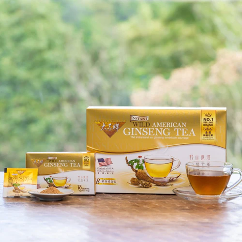 GinGinGood American Ginseng Wild Root Tea, 80 Sachets in Gift Box – Natural Energy & Wellness