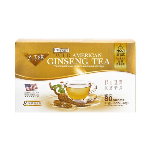 GinGinGood American Ginseng Wild Root Tea, 80 Sachets in Gift Box – Natural Energy & Wellness