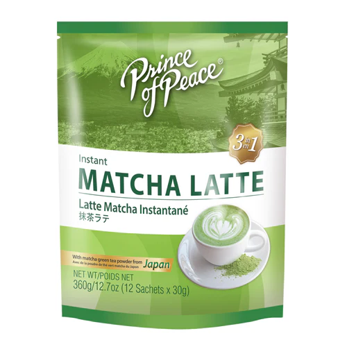 Instant Matcha Green Tea Latte, Rich & Creamy Tea, 3 in 1 Functional Drink, 12 sachets