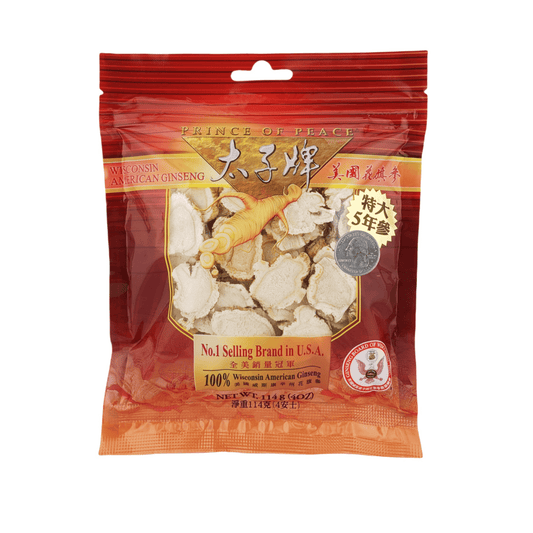 Premium 5 - Year American Wisconsin Ginseng Slices – Natural 4oz Bag, Pure Ginseng Root for Energy & Wellness