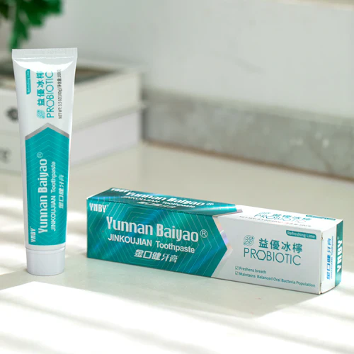 Yunnan Baiyao JinKouJian Toothpaste 100g x2 - Refreshing Lime & Fresh Mint Twin Pack