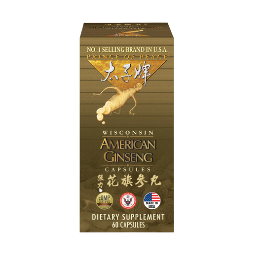 American Wisconsin Ginseng Capsules – 60 Capsules, 500mg Each| Prince of Peace
