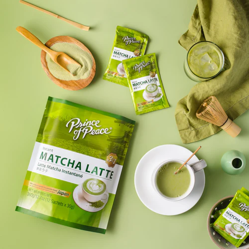 Instant Matcha Green Tea Latte, Rich & Creamy Tea, 3 in 1 Functional Drink, 12 sachets