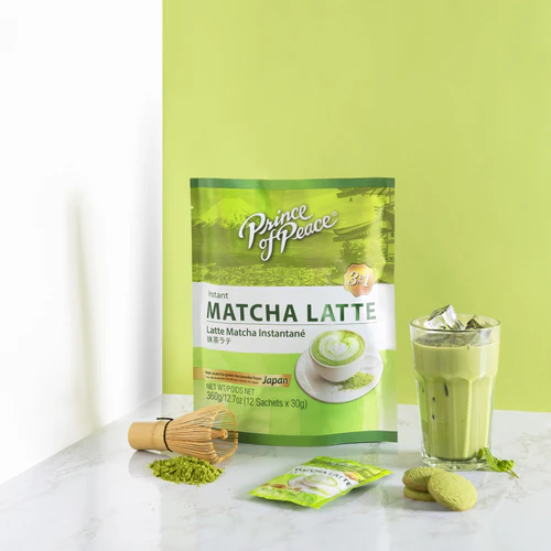 Instant Matcha Green Tea Latte, Rich & Creamy Tea, 3 in 1 Functional Drink, 12 sachets