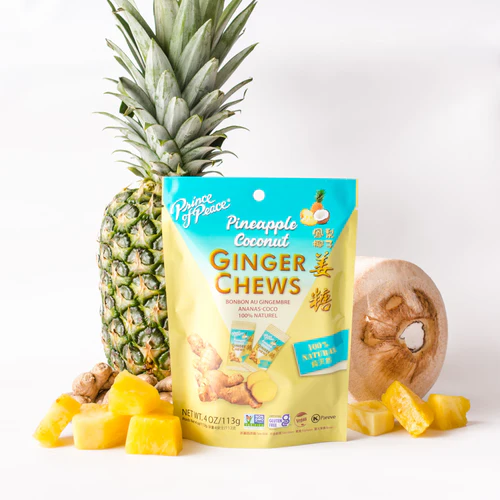 Pineapple Coconut Ginger Chews, 4oz (113g) Bag
