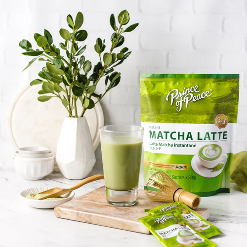 Instant Matcha Green Tea Latte, Rich & Creamy Tea, 3 in 1 Functional Drink, 12 sachets