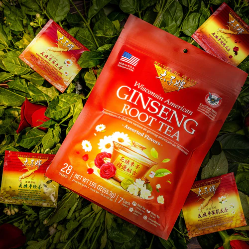 Organic Wisconsin Ginseng Tea – 4 Flavors, 28 Bags | All-Natural & Vegan
