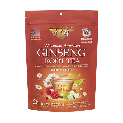Organic Wisconsin Ginseng Tea – 4 Flavors, 28 Bags | All-Natural & Vegan