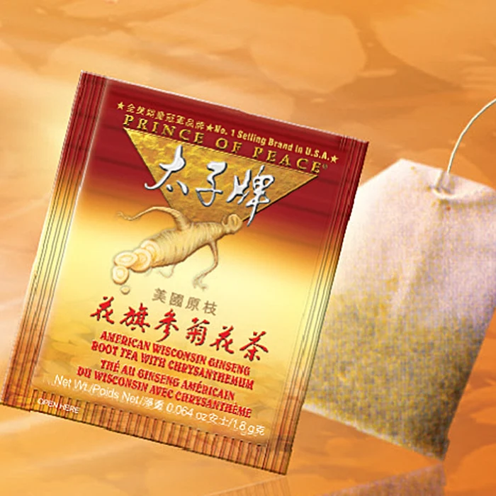 Prince of Peace American Ginseng Root Tea with Chrysanthemum, 60 Tea Bags, Twin Pack