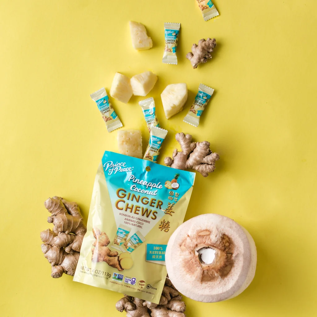 Ginger Chews 4 oz – 7 Flavors | Original, Lemon, Orange, Mango, Lychee, Coconut & Cola | Prince of Peace