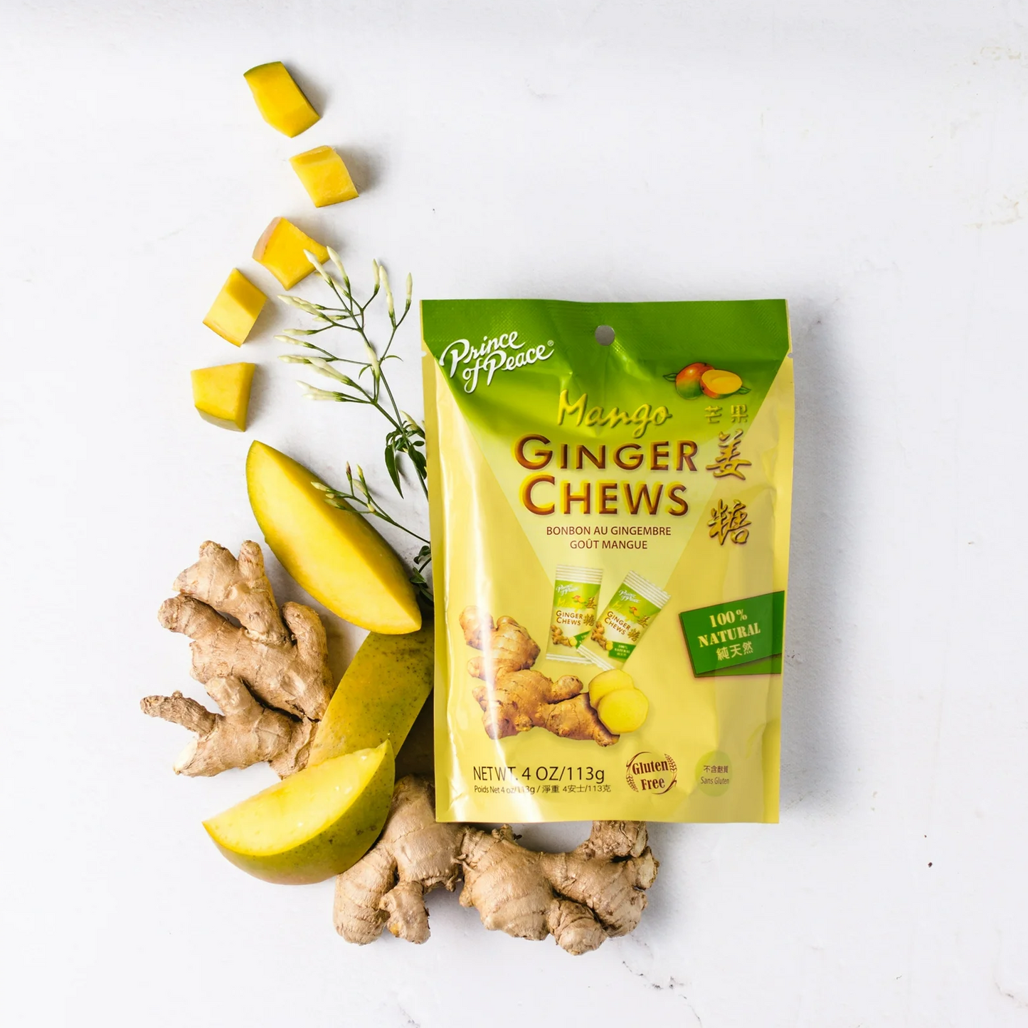 Ginger Chews 4 Flavors – 1 LB | Original, Lemon, Lychee & Mango | Prince of Peace