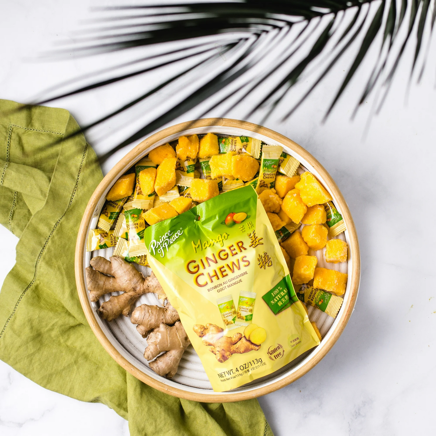 Ginger Chews 4 Flavors – 1 LB | Original, Lemon, Lychee & Mango | Prince of Peace