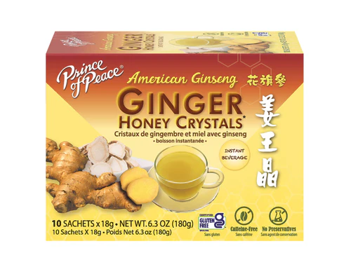 Instant Ginger Tea with American Ginseng & Honey Crystals, 10 Bags