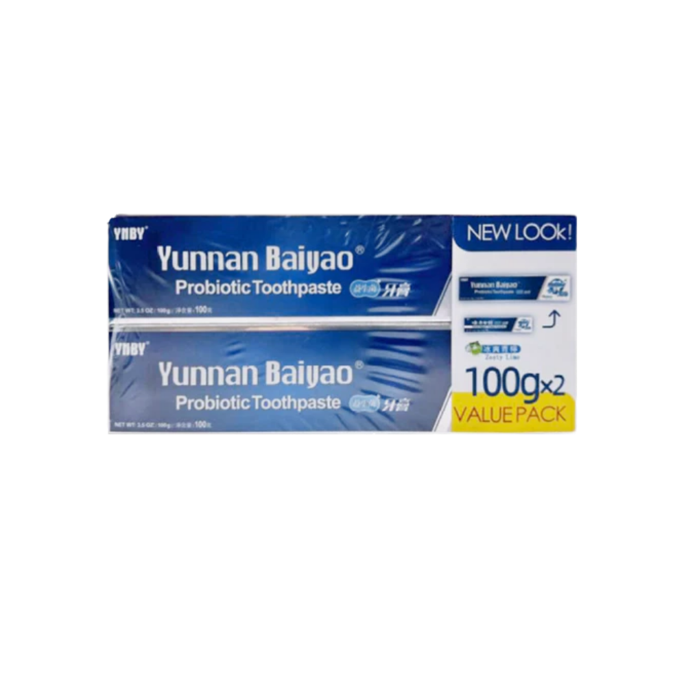 Yunnan Baiyao Toothpaste – Whitening, Probiotic & Mint, 100g x2 Twin Pack