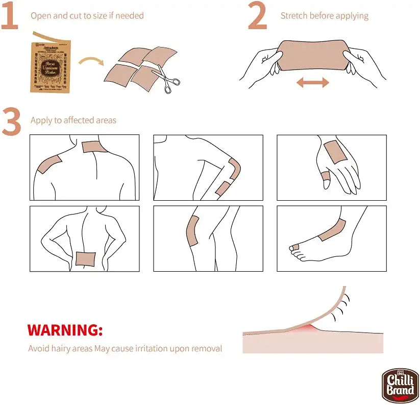 Chilli Brand Capsicum Pain Relief Plaster – Natural Muscle & Joint Pain Relief